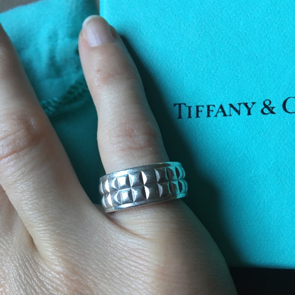 Tiffany & Co sterling silver studded ring